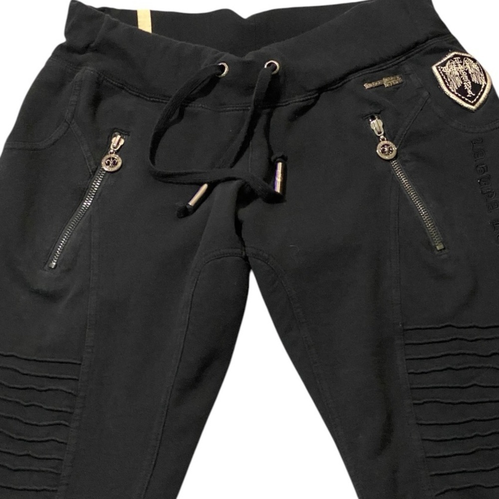 Black Track Pants with Gold Accents